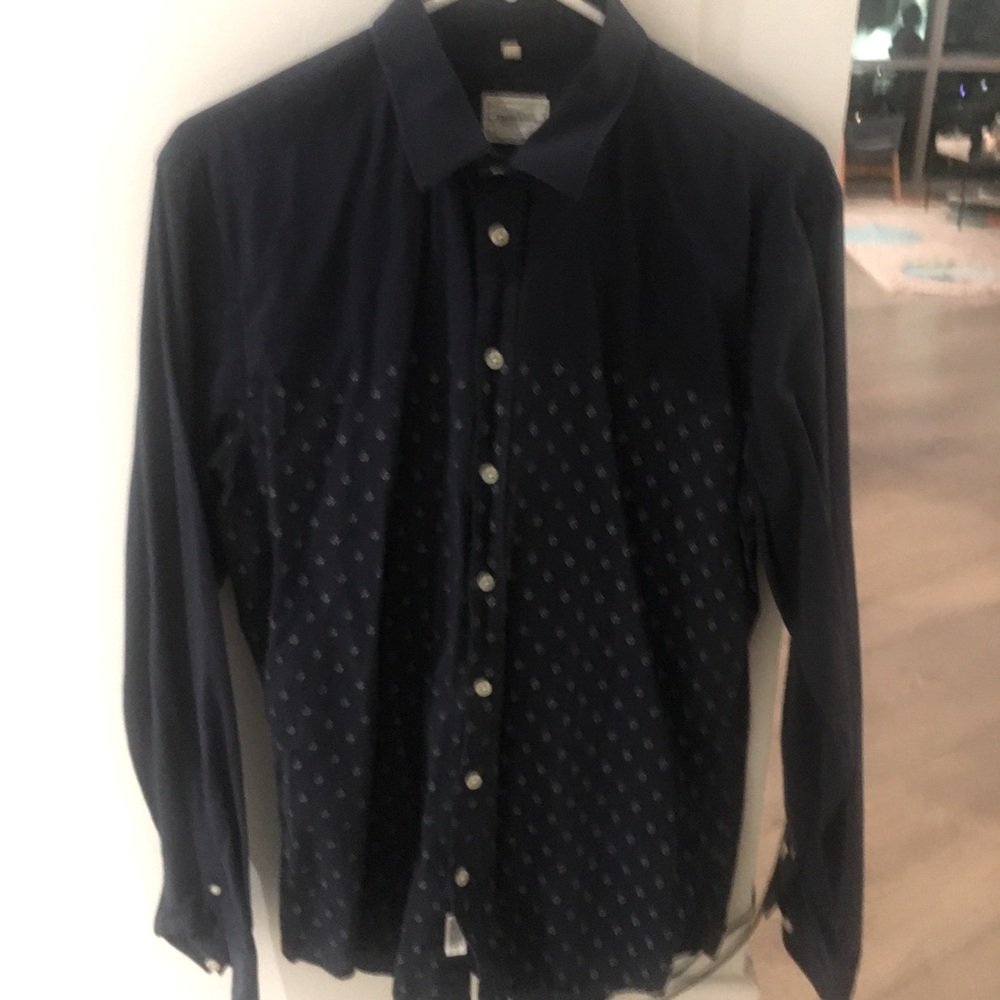 NWOT Frank & Oak Navy Blue Long Sleeve Button Up Collared Dress Shirt